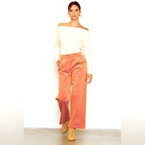 Skies Are Blue Women’s Corduroy Wide Leg Pants Rust size  XS NWT Patch Pockets